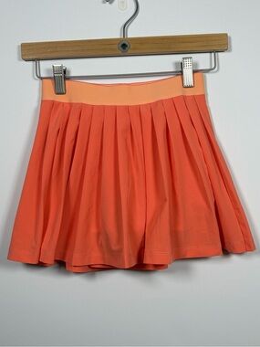 Athleta Girl Coral-Orange Pleated Skater Skirt